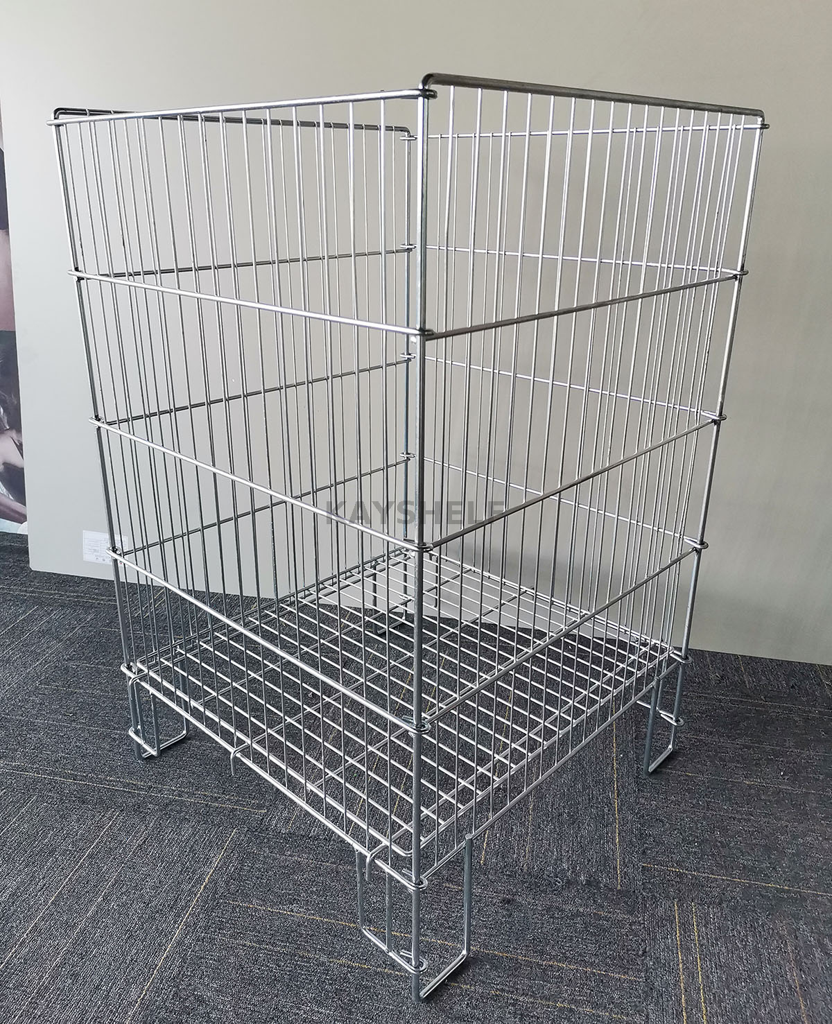Floor Stand Square Wire Dump Bin with Adjustable Shelf for Retail Display