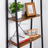 Metal Wood Ladder Shelf, 4-Tier Bookshelf, Industrial Storage Rack Shelf for Living Room, Home Office, Bathroom