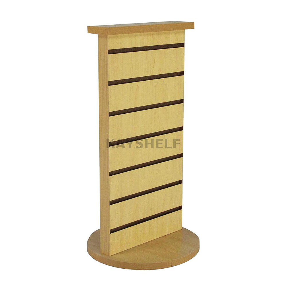 Double Sided Wooden Slatwall Countertop Spinner Rack For Jewelry Display