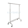 Adjustable Single Hang Rail Rolling Clothes Rack in Chrome Finish