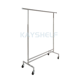 Adjustable Single Hang Rail Rolling Clothes Rack in Chrome Finish