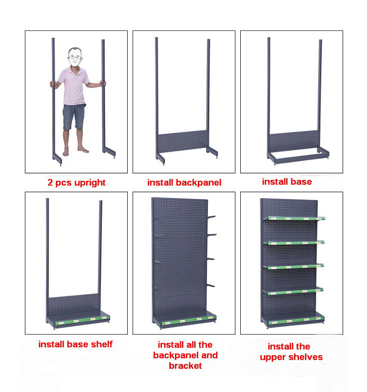 supermarket shelf, supermarket rack, gondola shelving, display hook, warehouse rack