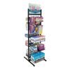 Floor-stand/Rolling Metallic Double Side Store Merchandising Display Rack with Hooks and Wire Baskets
