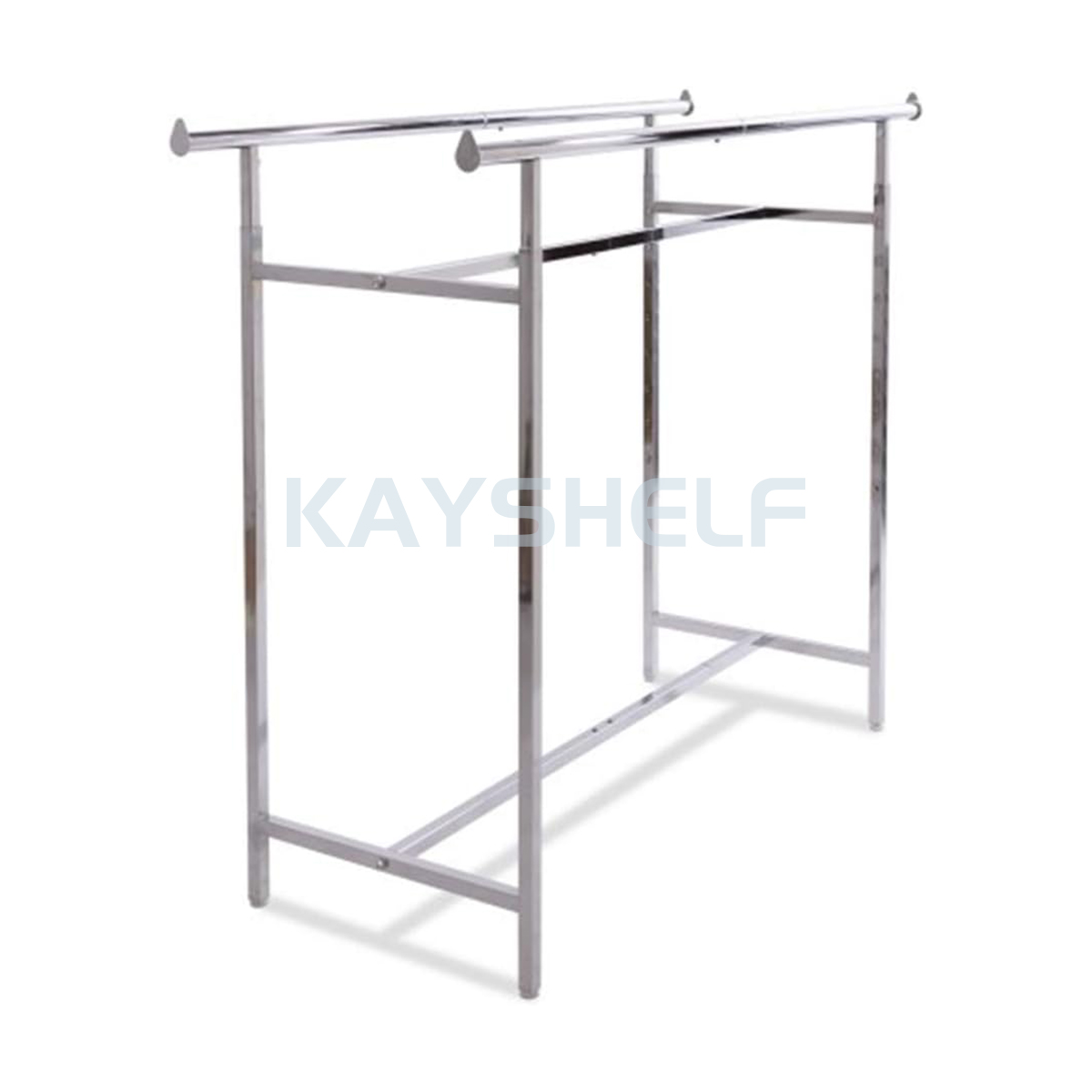 Chrome Steel Garment Racks Double Rail Clothing Display Rack with Height-Adjustable Rails