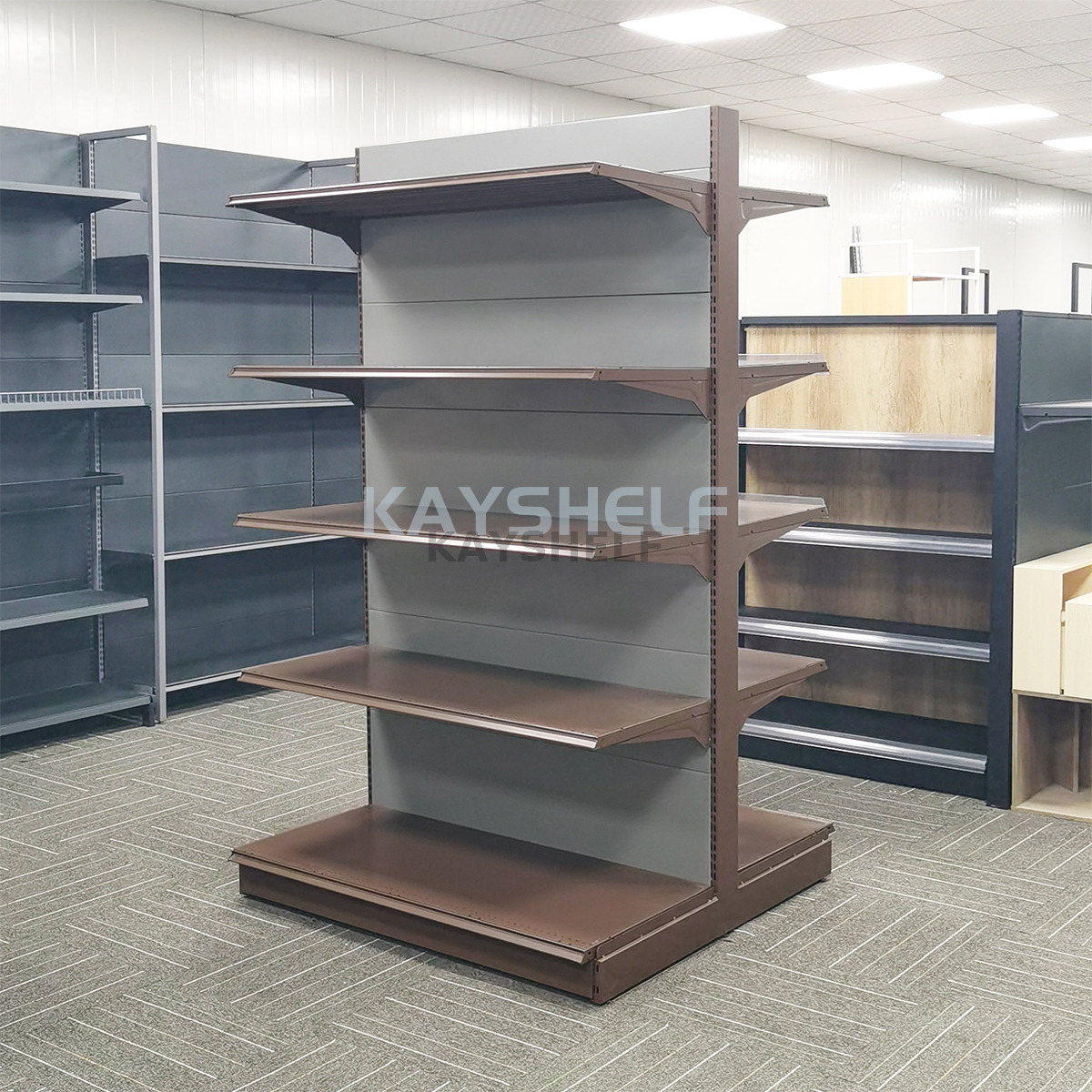 Multi-Level Commercial Gondola Shelf System, Sturdy Retail Organization