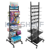 Floor-stand/Rolling Metallic Double Side Store Merchandising Display Rack with Hooks and Wire Baskets