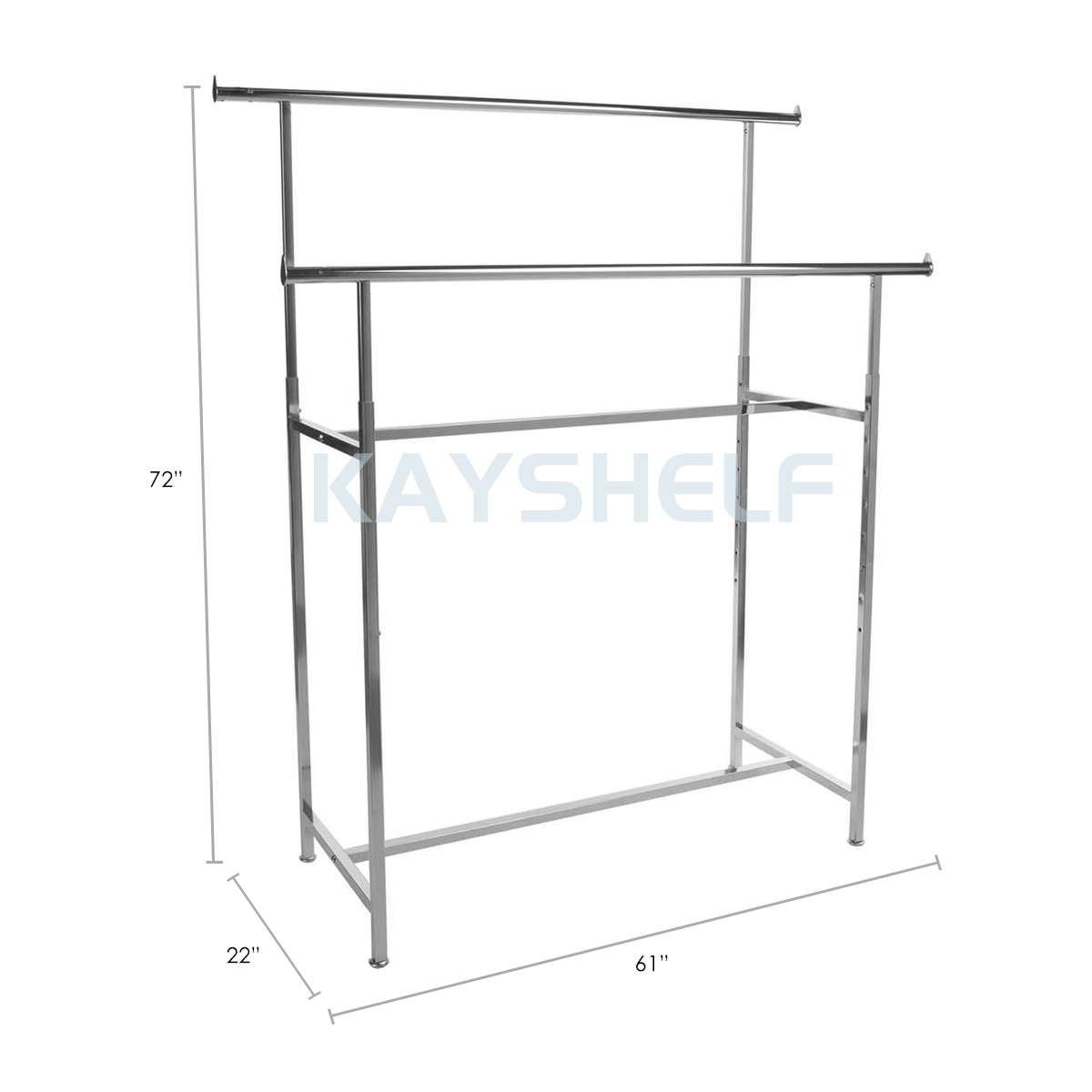 Chrome Steel Garment Racks Double Rail Clothing Display Rack with Height-Adjustable Rails