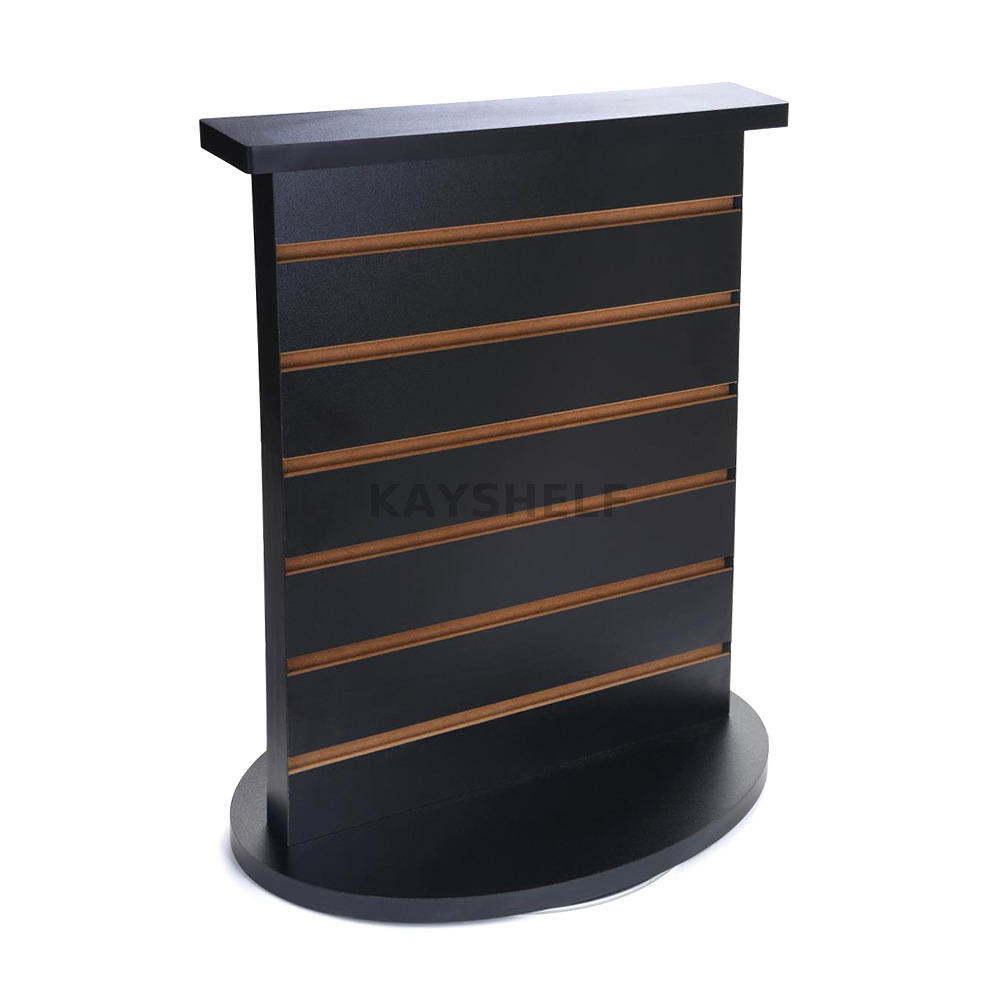 Double Sided Wooden Slatwall Countertop Spinner Rack For Jewelry Display