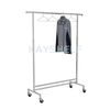 Adjustable Single Hang Rail Rolling Clothes Rack in Chrome Finish