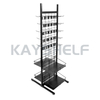 Floor-stand/Rolling Metallic Double Side Store Merchandising Display Rack with Hooks and Wire Baskets