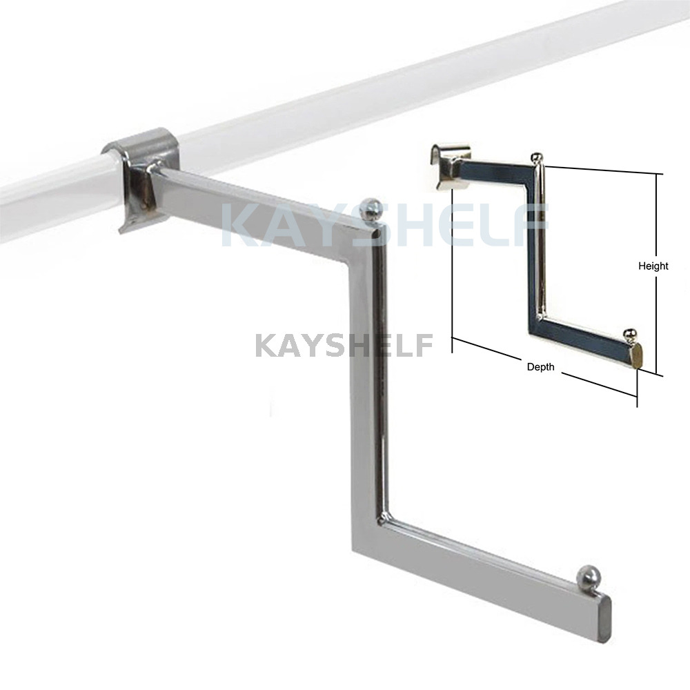Apparel Rack Display Chrome Steel Stepped Arm for Oval Bar Heavy Duty for Retail & Shop Fittings