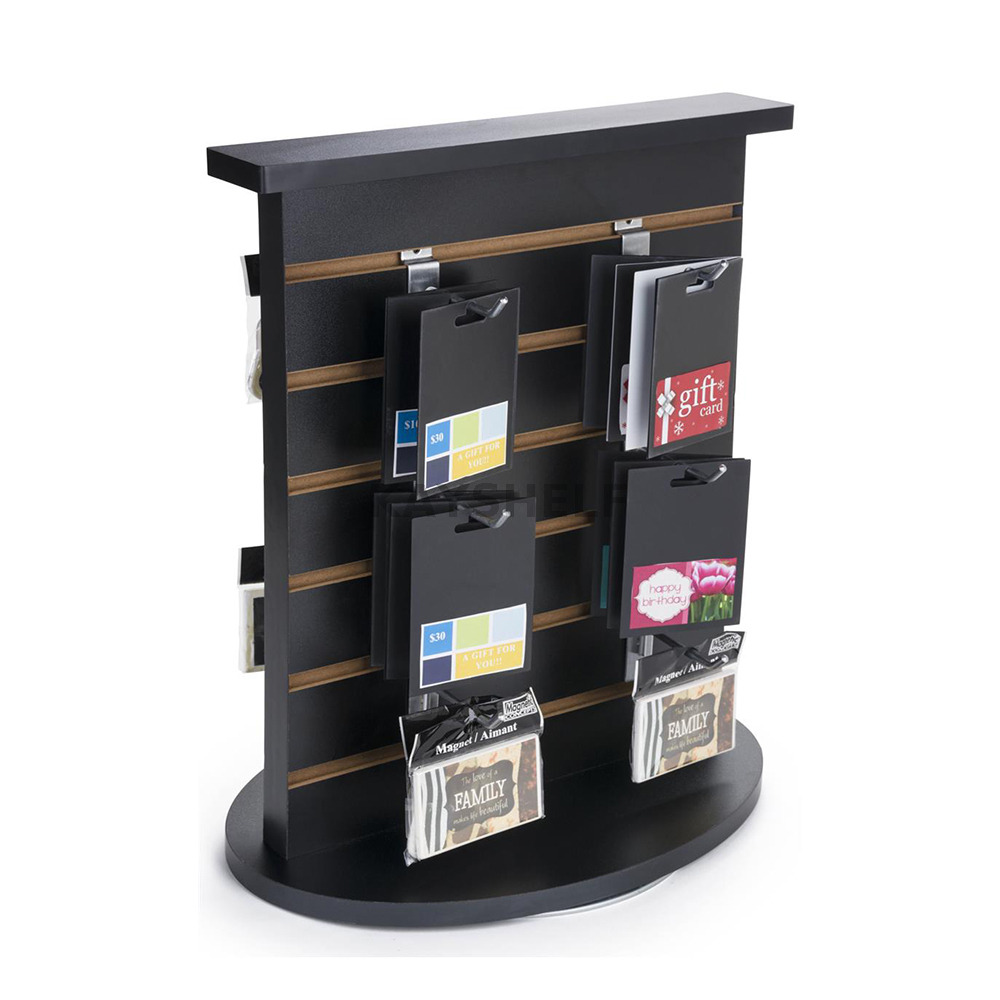 Double Sided Wooden Slatwall Countertop Spinner Rack For Jewelry Display