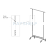 Adjustable Single Hang Rail Rolling Clothes Rack in Chrome Finish