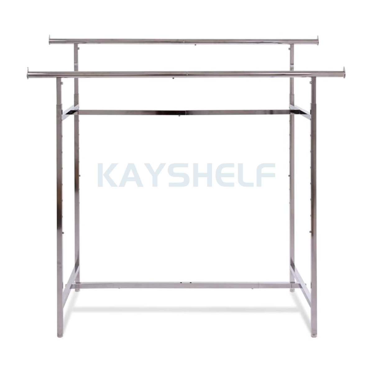 Chrome Steel Garment Racks Double Rail Clothing Display Rack with Height-Adjustable Rails