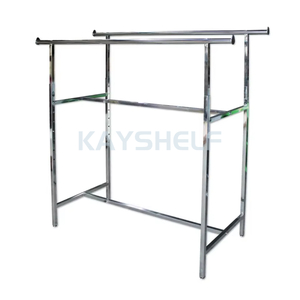 Chrome Steel Garment Racks Double Rail Clothing Display Rack with Height-Adjustable Rails