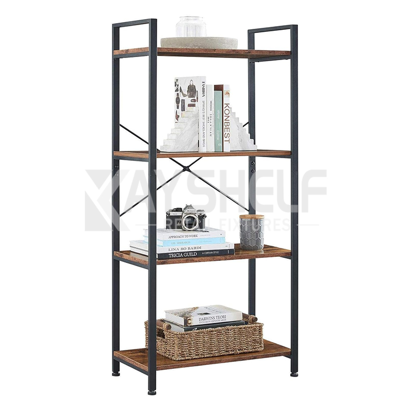 Multi-Tier Wooden Bookcase, Freestanding Display Shelf, Adjustable Tier Bookshelf for Home Office